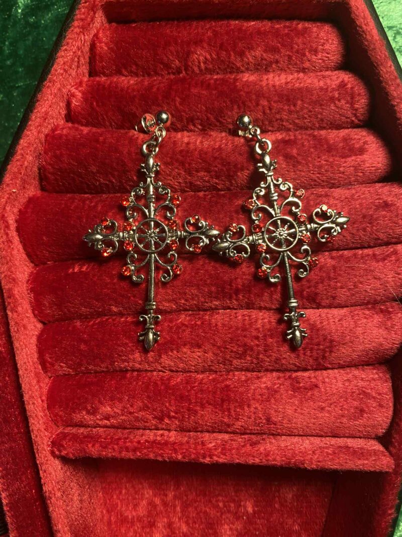 Silver cross earrings