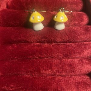 Yellow mushroom earrings