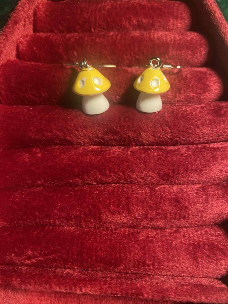Yellow mushroom earrings