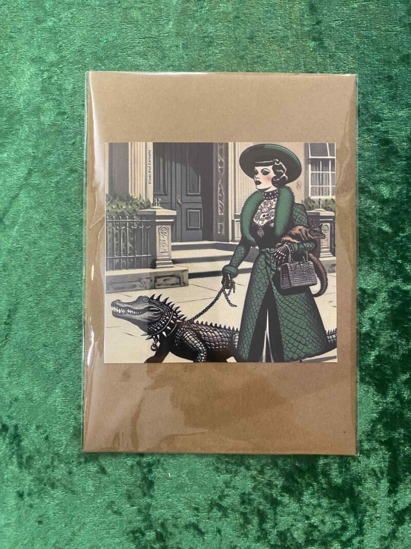 Lady walking Crocodile