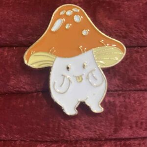 Funny face mushroom pin