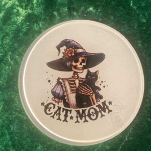 Skeleton cat mom coaster