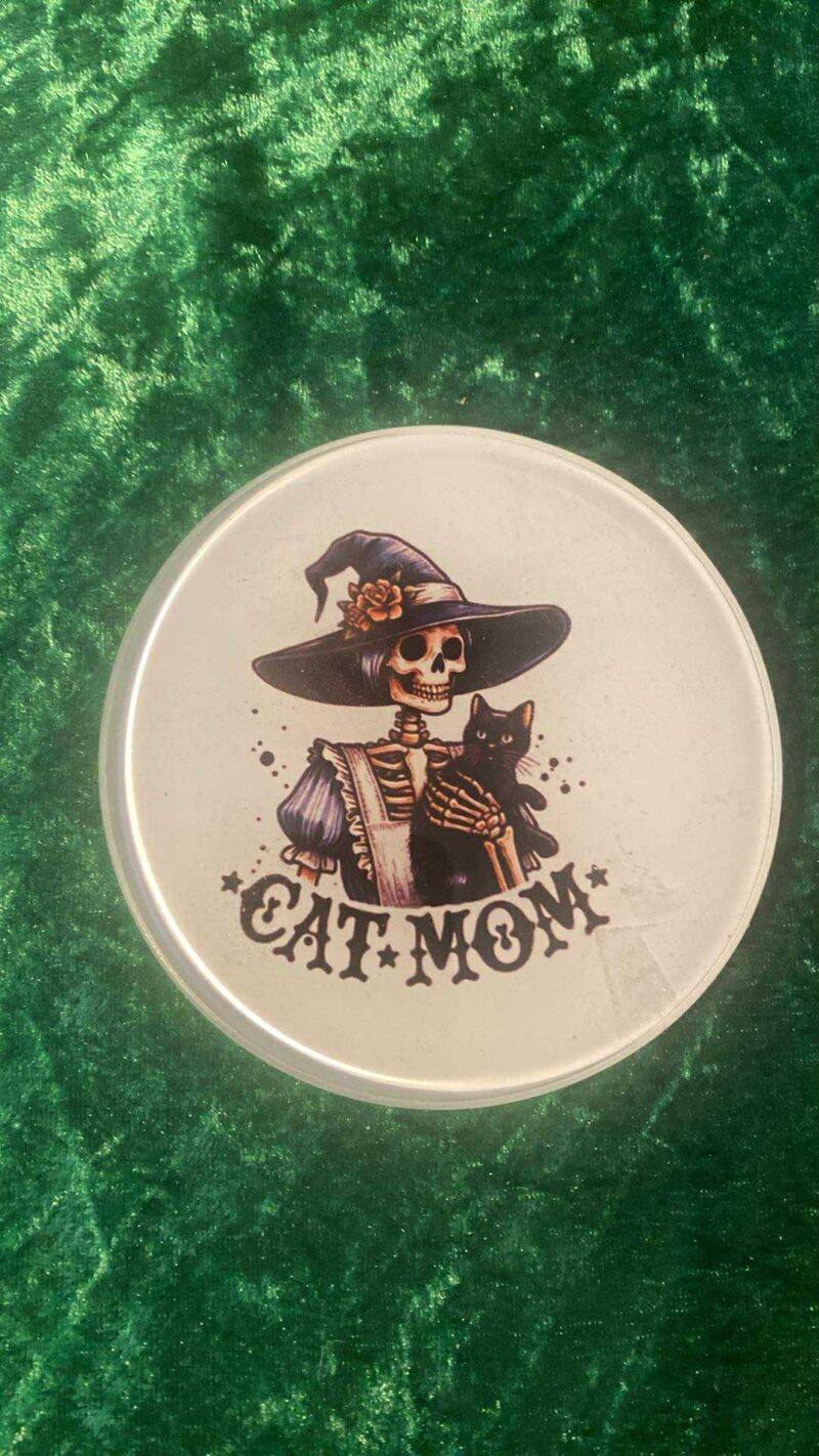 Skeleton cat mom coaster