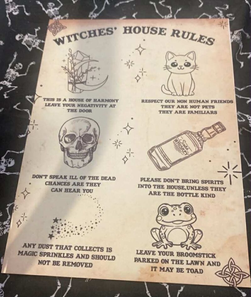 Witch House Rules Metal Sign