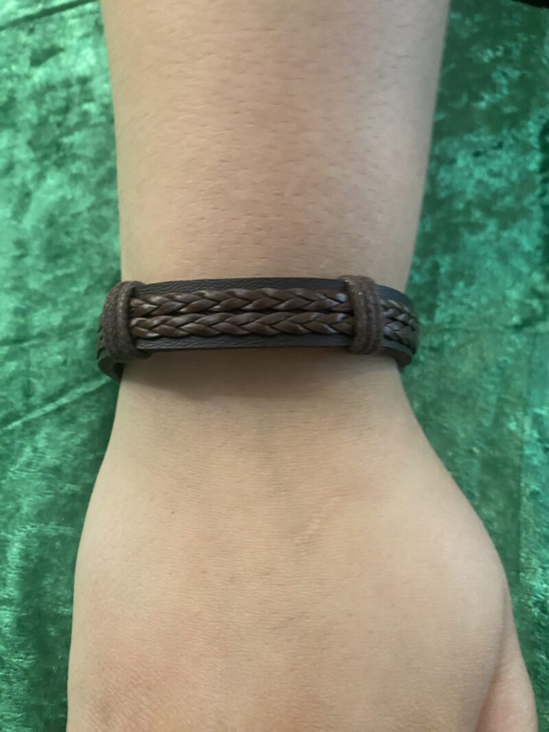 Brown Plaited Leather Bracelet