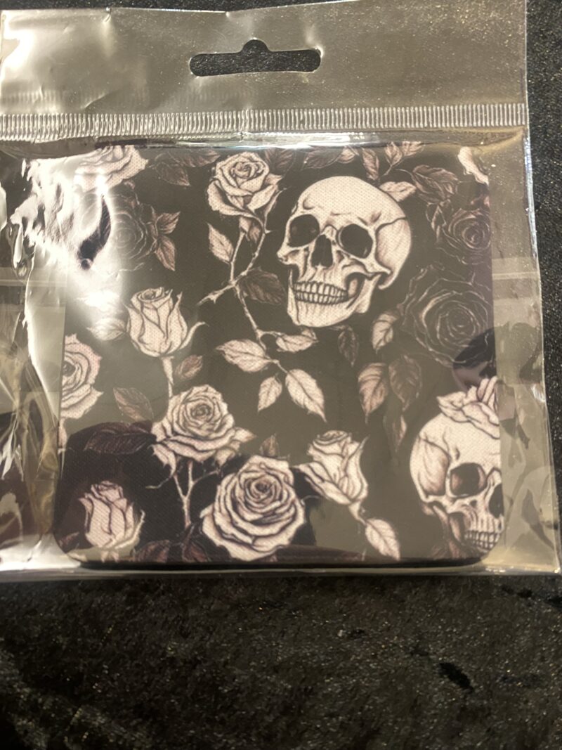 Black rose skull coaster