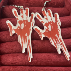 Blood hands earrings