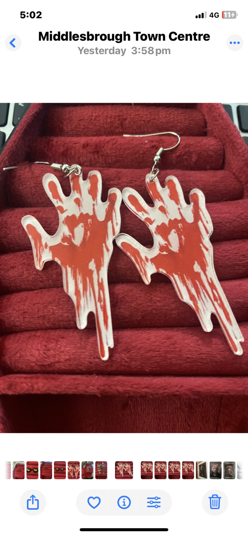 Blood hands earrings