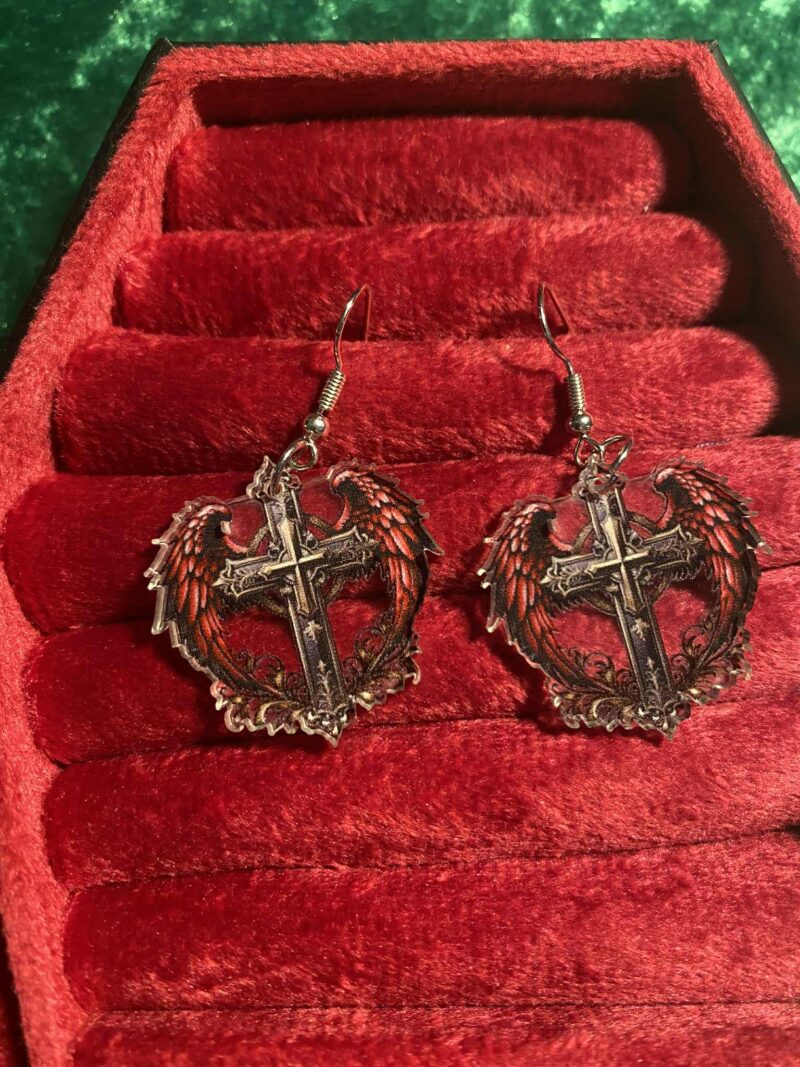 Cross wings earrings