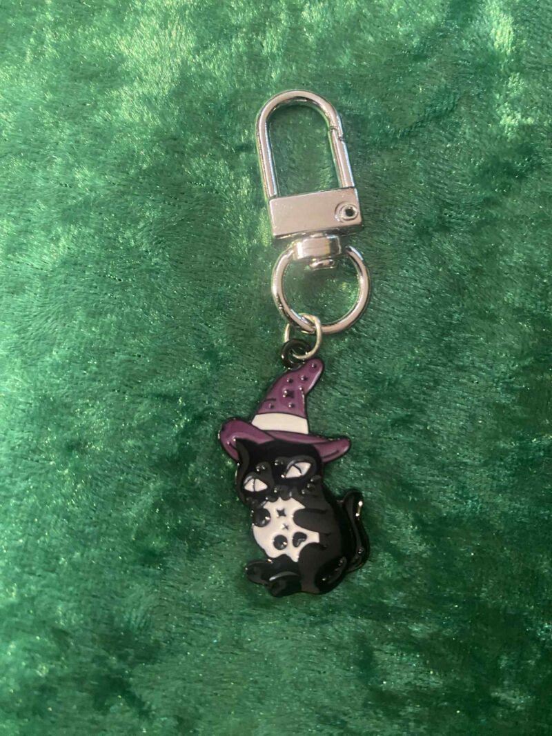 Witchy Black Cat Bag Charm