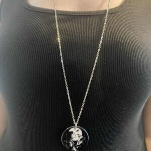Black and White gothic Girl Necklace.