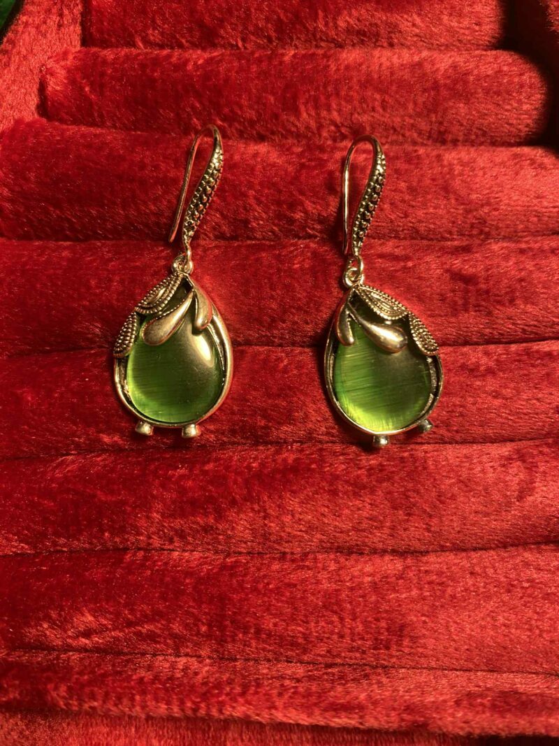 Green tear drop earrings
