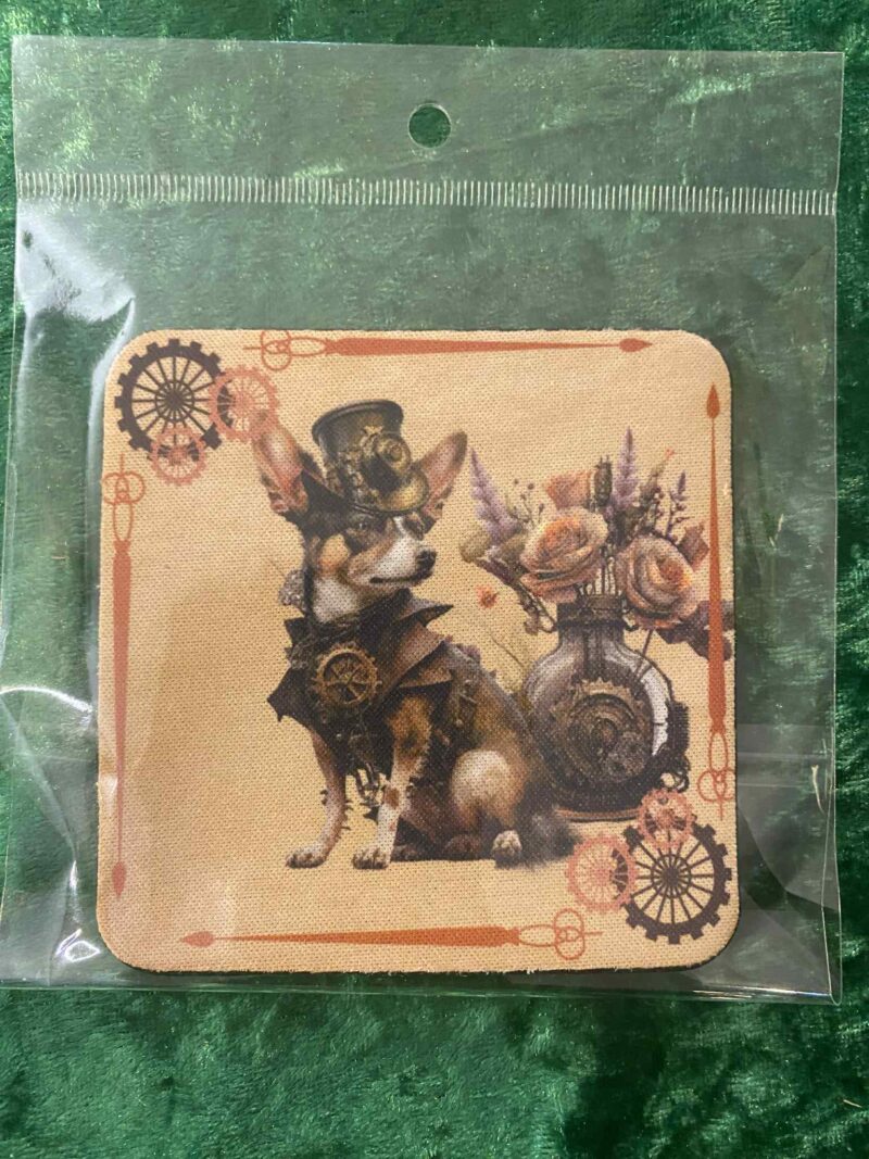 Steam punk chihuahua coaster