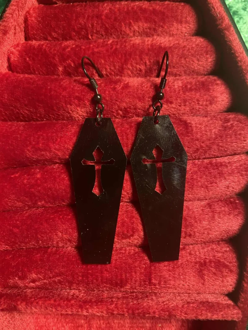 Black coffin earrings