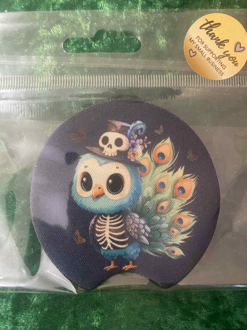 Spooky Peacock car coaster