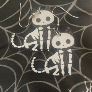 Skeleton Cat Earrings